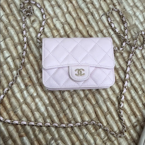 CHANEL Light Pink Quilted Mini Bag with Gold Chain - Picture 14 of 17